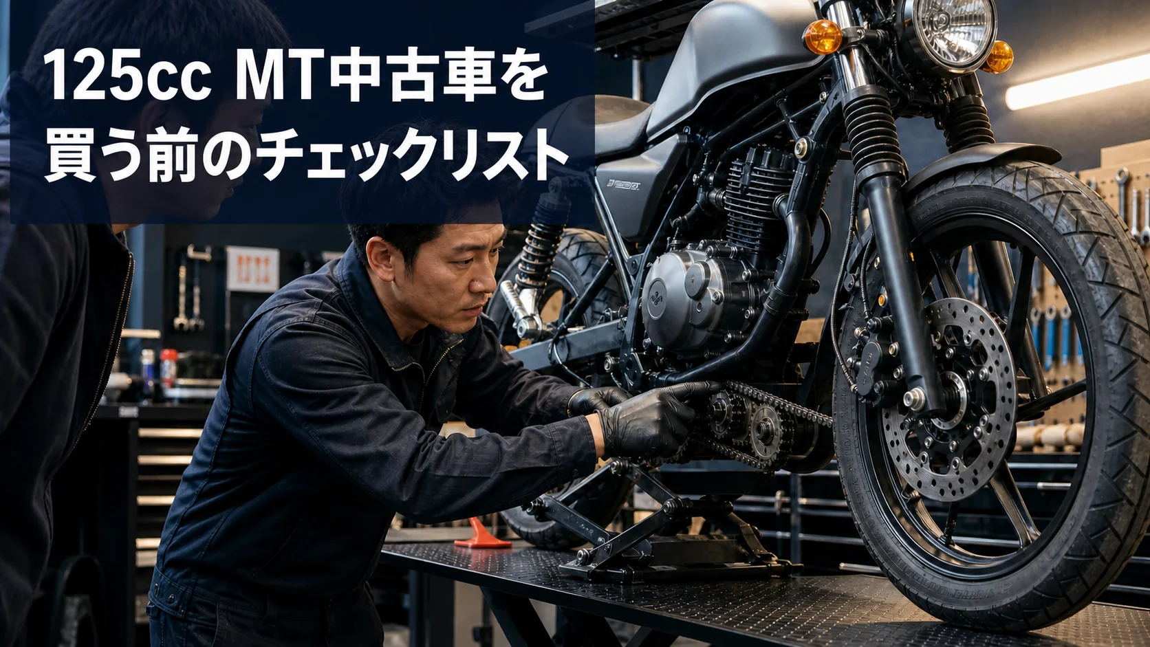 125cc MT中古車の状態を点検するイメージ