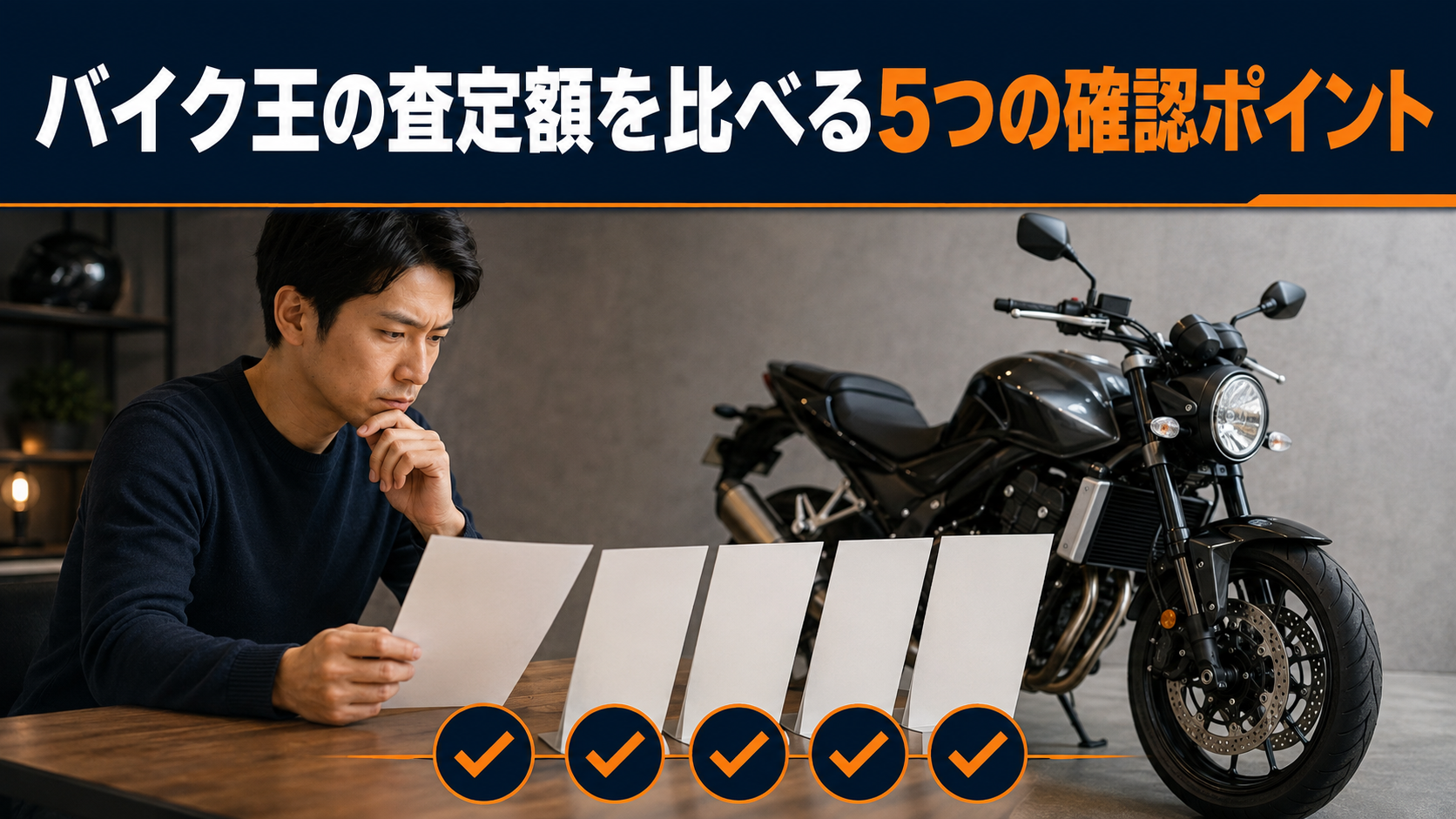 バイク王の査定額を比べる5つの確認ポイント