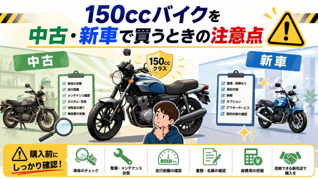 150ccバイクを中古・新車で買うときの注意点