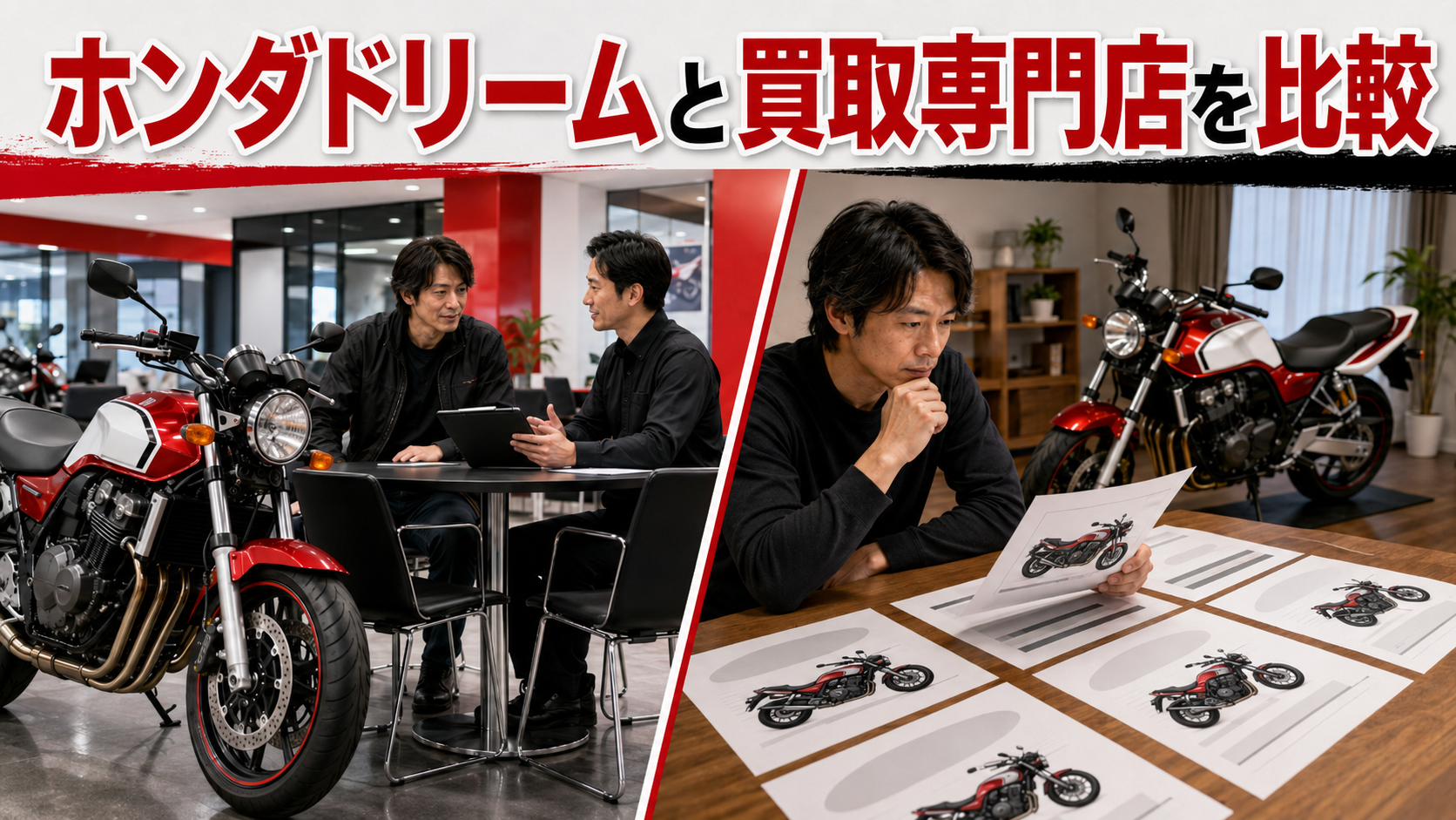 ホンダドリームと買取専門店を比較
