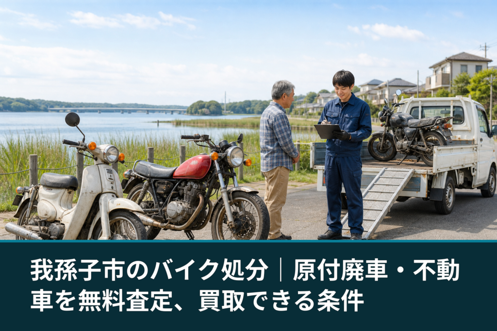 我孫子市のバイク処分｜原付廃車・不動車を無料査定、買取できる条件