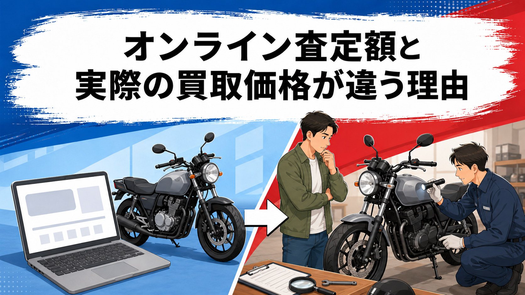 オンラインでの概算から現車確認後の買取価格が決まる流れの説明図