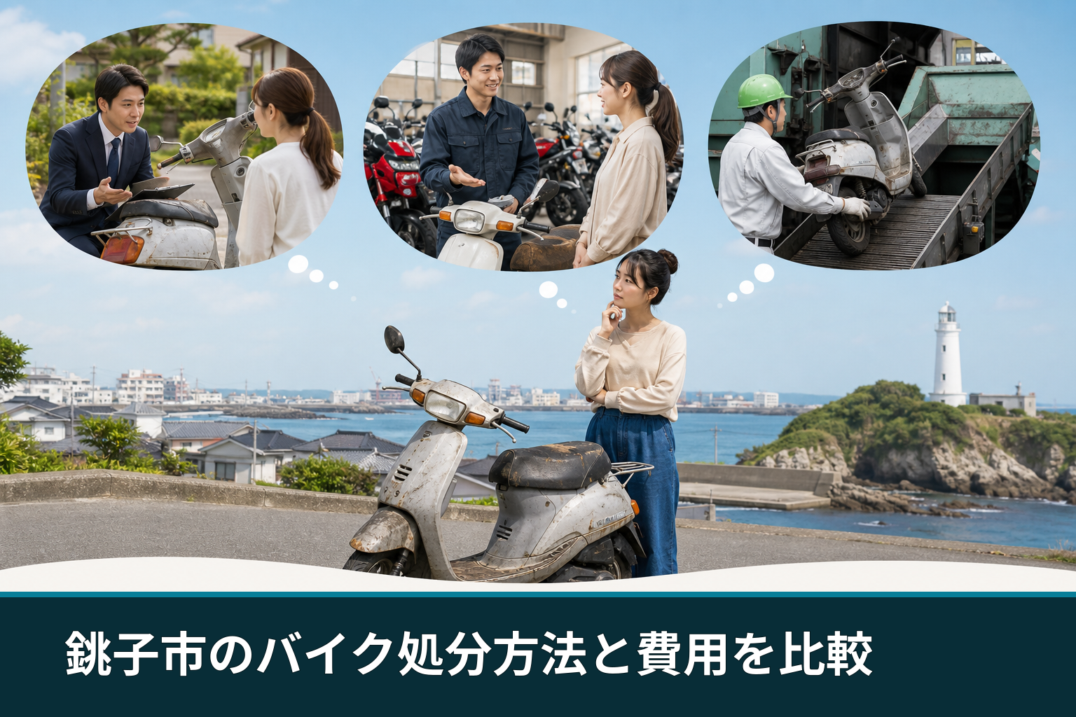 銚子市のバイク処分方法と費用を比較