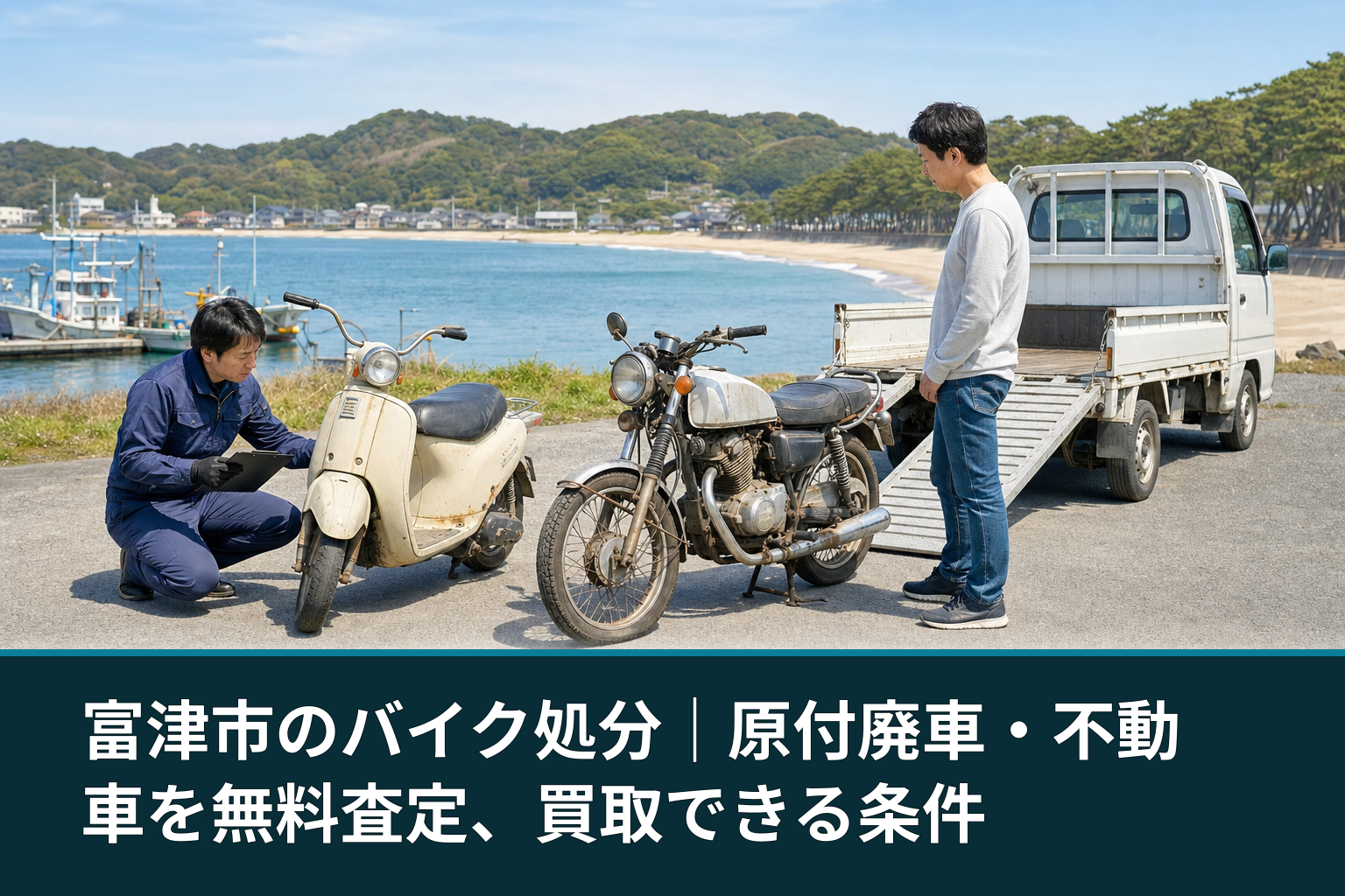 富津市のバイク処分｜原付廃車・不動車を無料査定、買取できる条件
