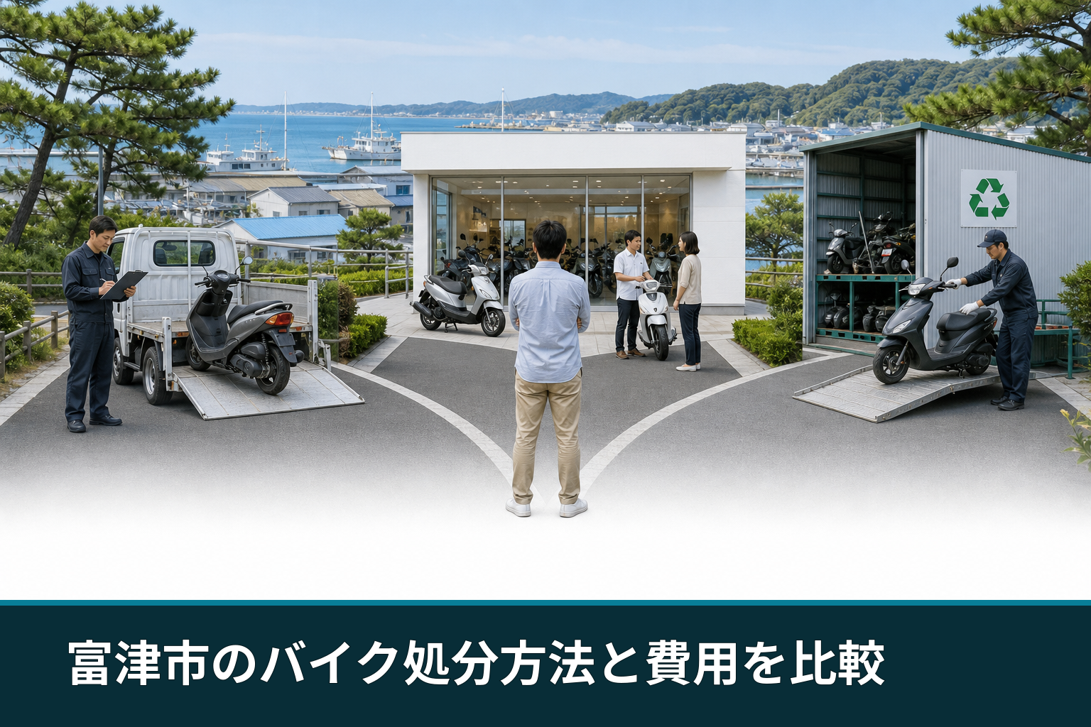 富津市のバイク処分方法と費用を比較