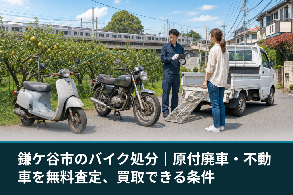 鎌ケ谷市のバイク処分｜原付廃車・不動車を無料査定、買取できる条件