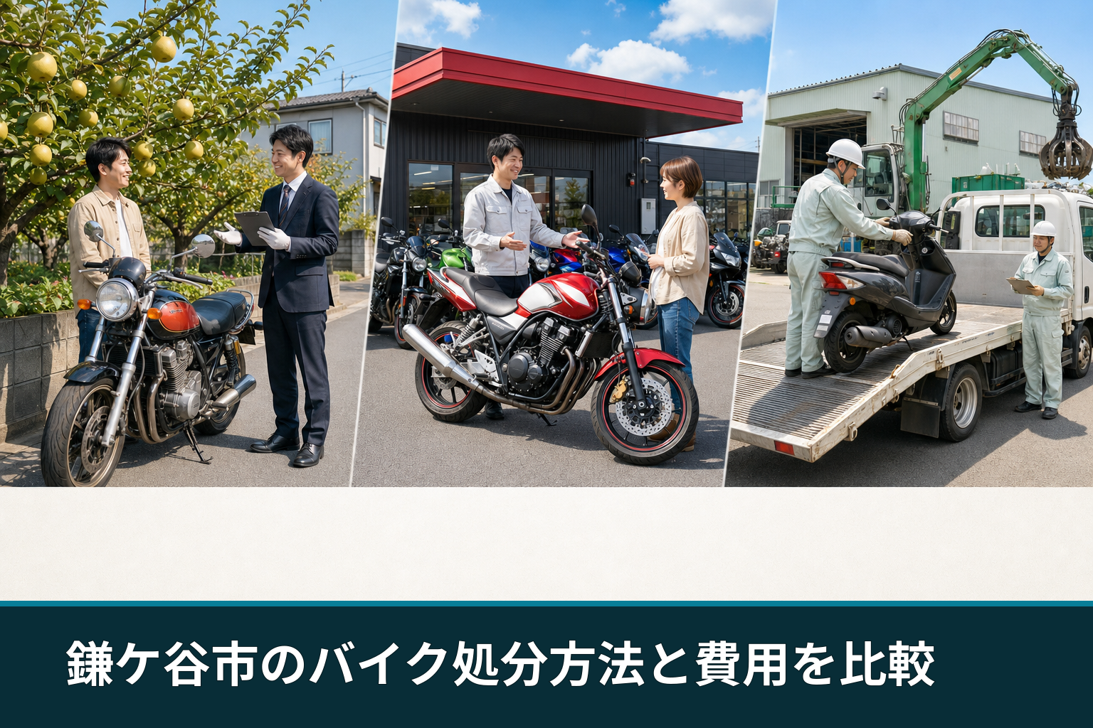鎌ケ谷市のバイク処分方法と費用を比較