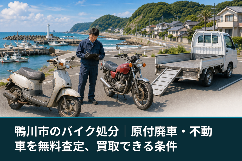 鴨川市のバイク処分｜原付廃車・不動車を無料査定、買取できる条件