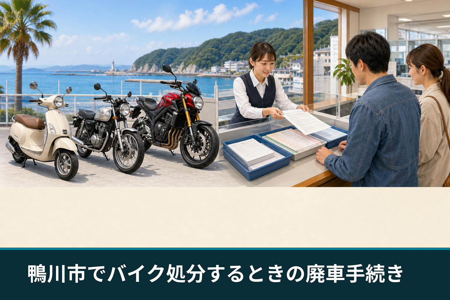 鴨川市でバイク処分するときの廃車手続き