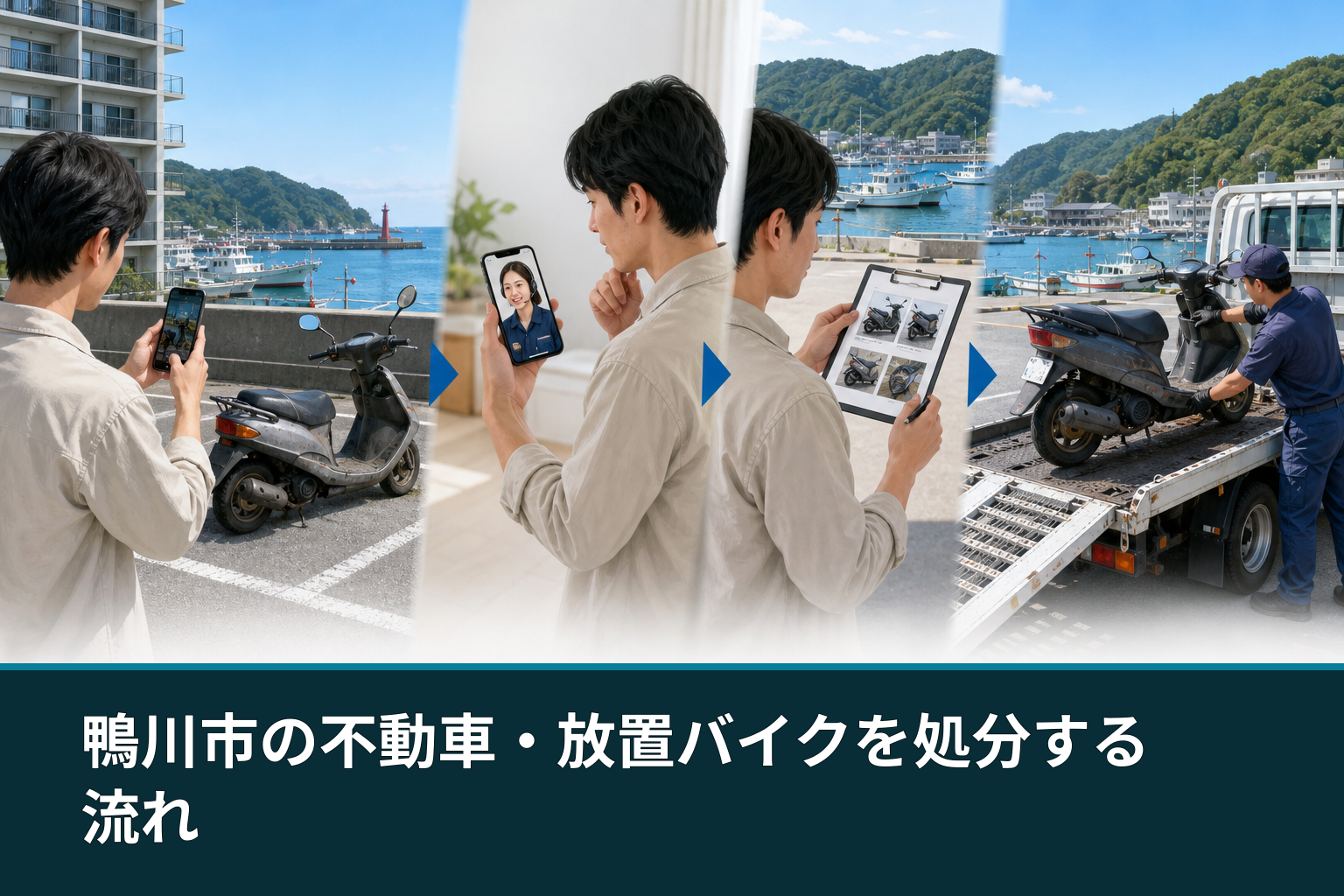鴨川市の不動車・放置バイクを処分する流れ
