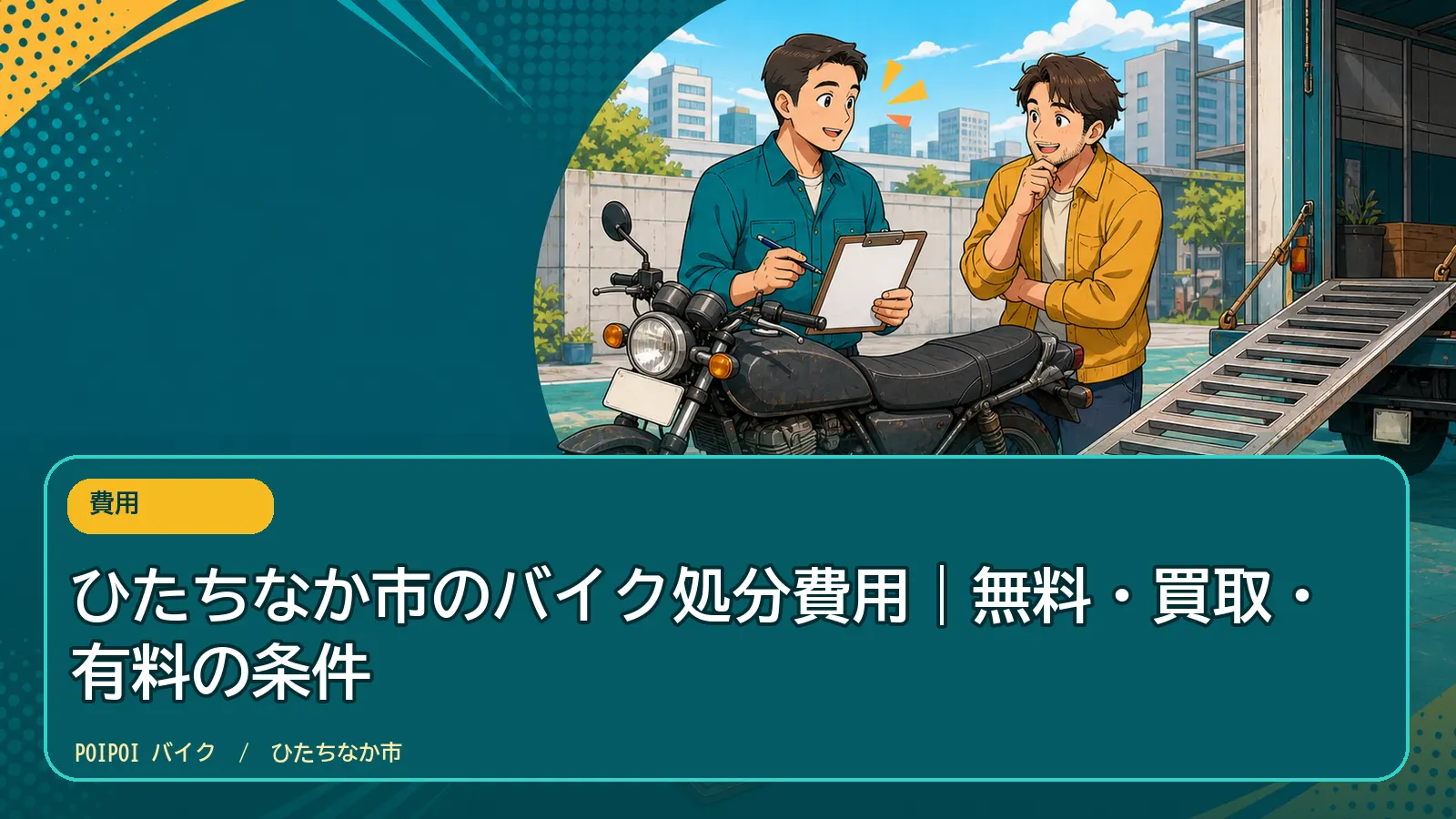ひたちなか市のバイク処分費用｜無料・買取・有料の条件