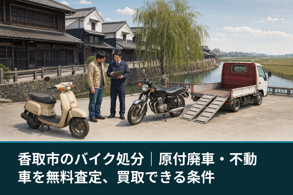 香取市のバイク処分｜原付廃車・不動車を無料査定、買取できる条件