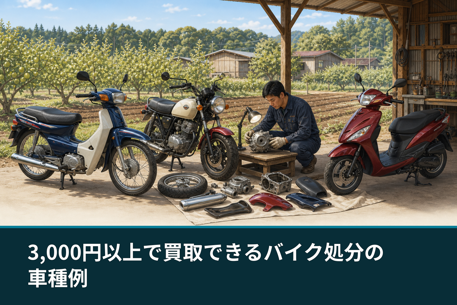 3,000円以上で買取できるバイク処分の車種例