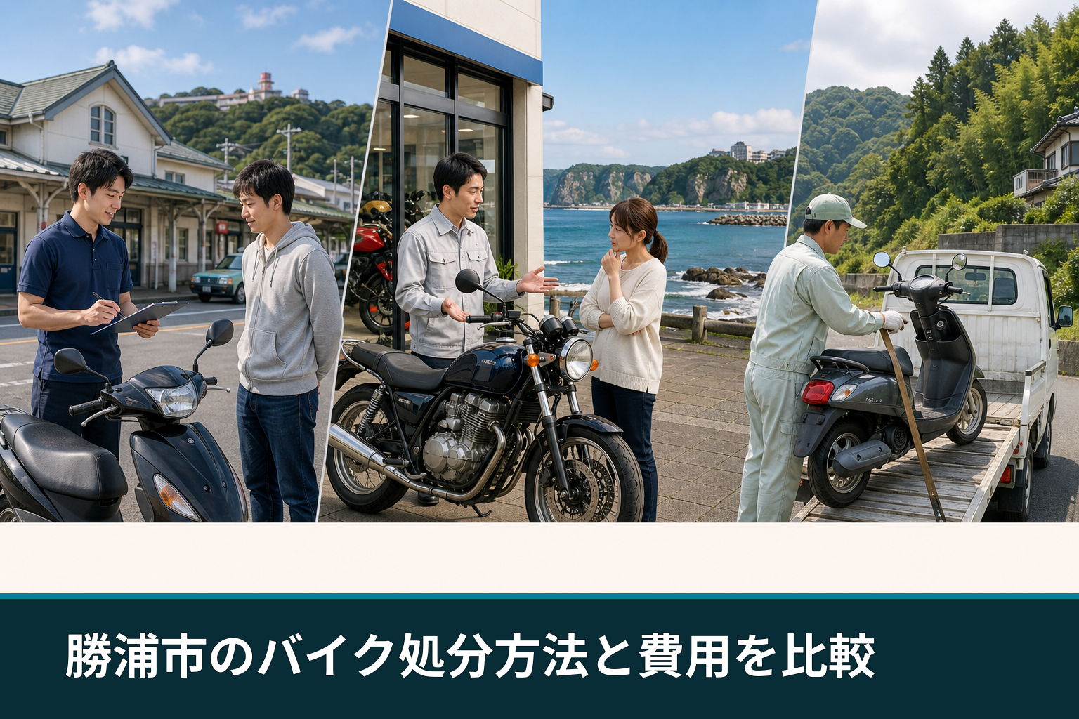 勝浦市のバイク処分方法と費用を比較