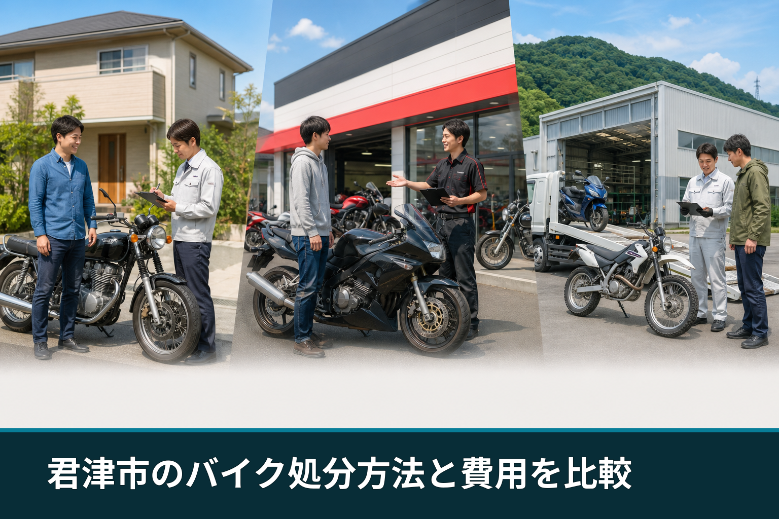 君津市のバイク処分方法と費用を比較