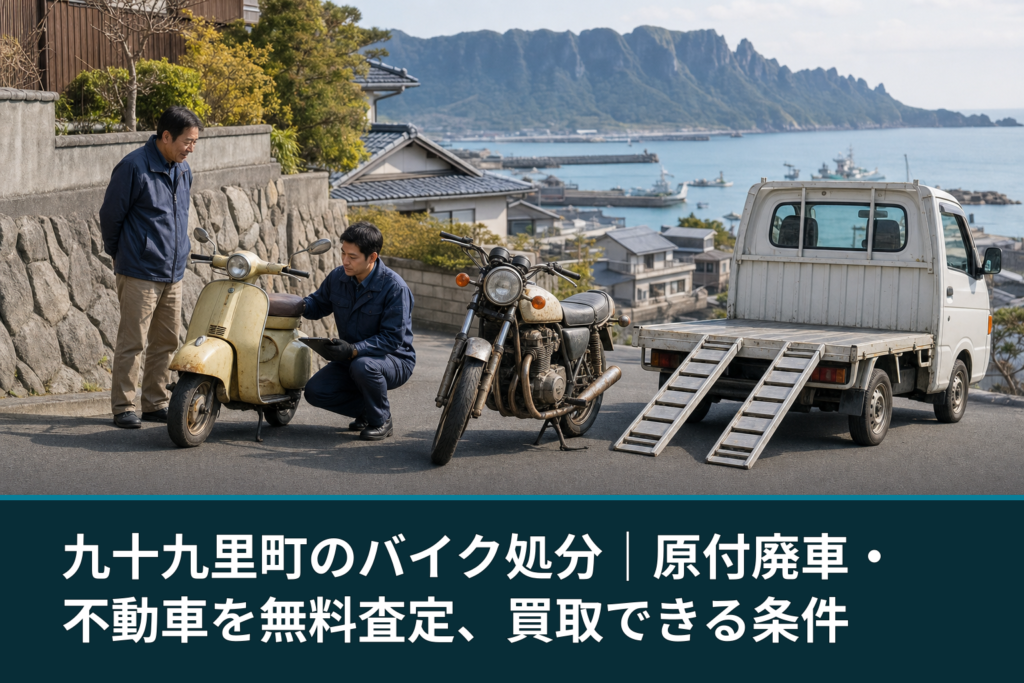 九十九里町のバイク処分｜原付廃車・不動車を無料査定、買取できる条件