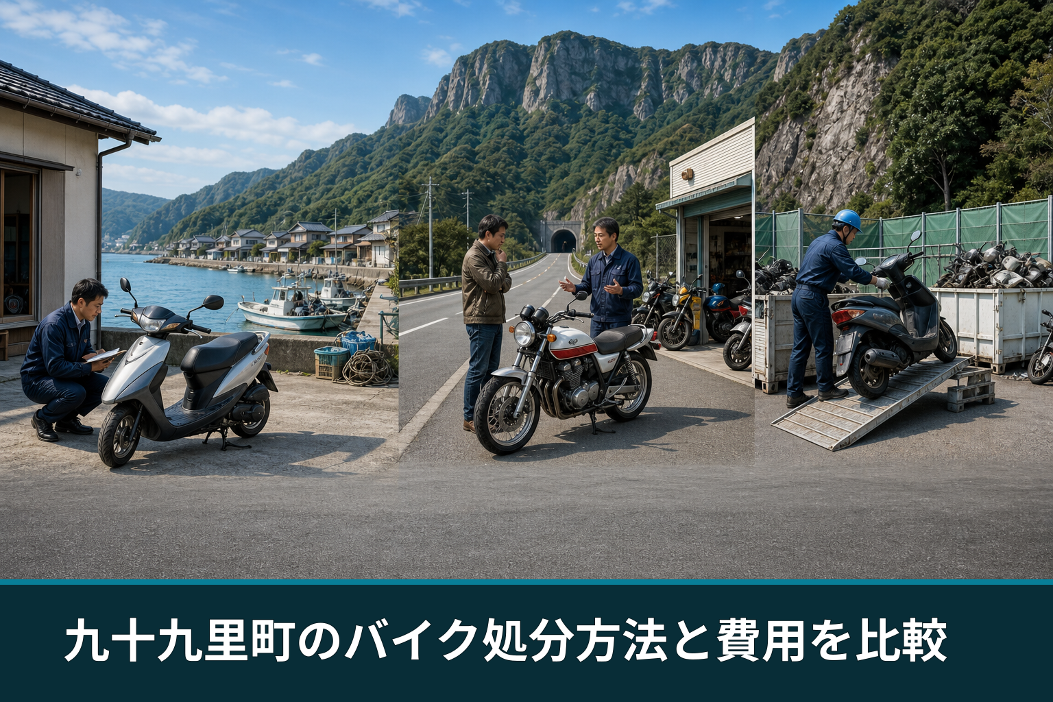 九十九里町のバイク処分方法と費用を比較