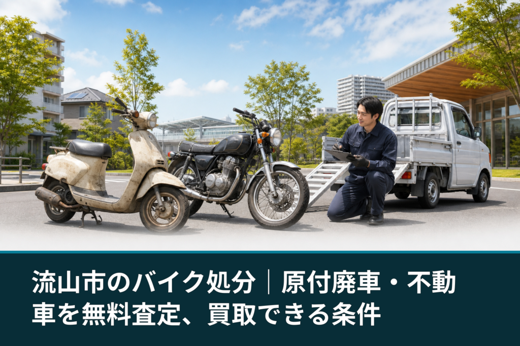 流山市のバイク処分｜原付廃車・不動車を無料査定、買取できる条件