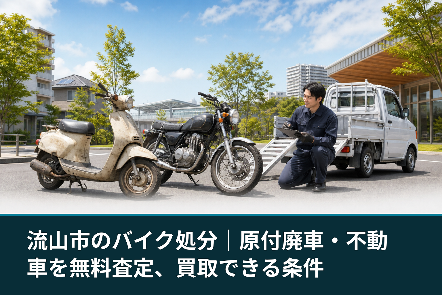 流山市のバイク処分|原付廃車・不動車を無料査定、買取できる条件