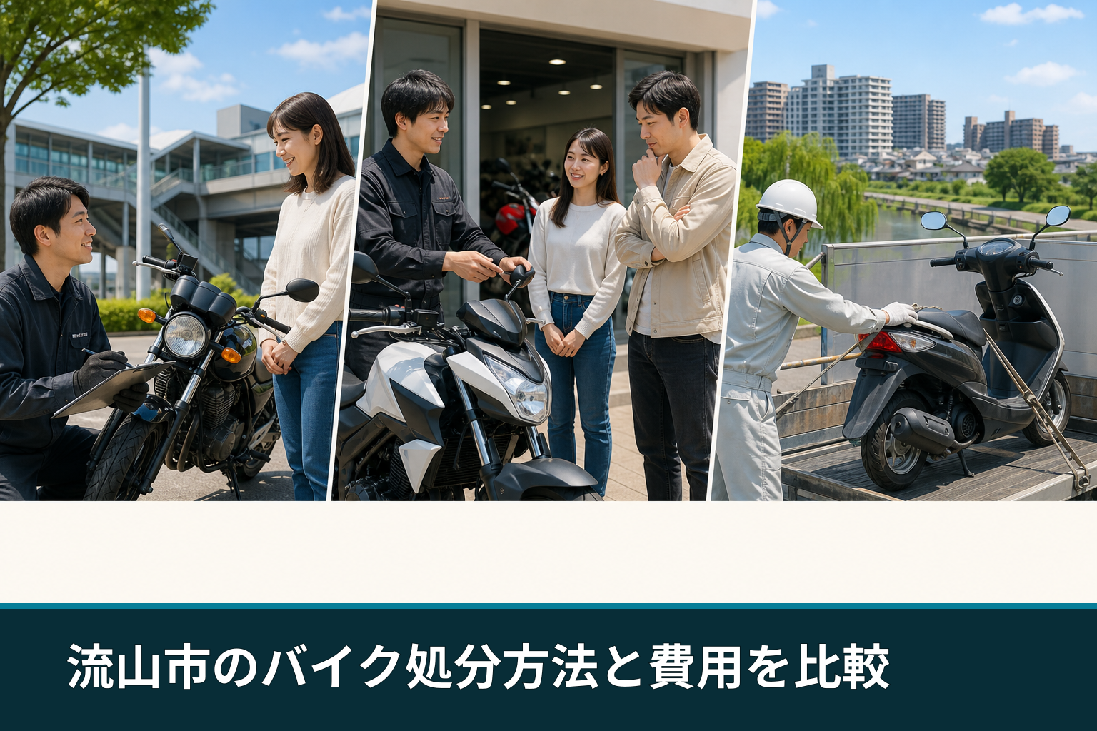 流山市のバイク処分方法と費用を比較