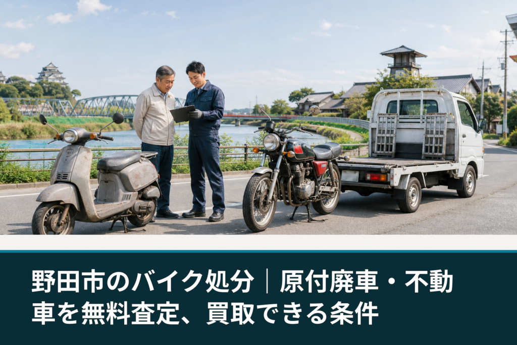野田市のバイク処分｜原付廃車・不動車を無料査定、買取できる条件