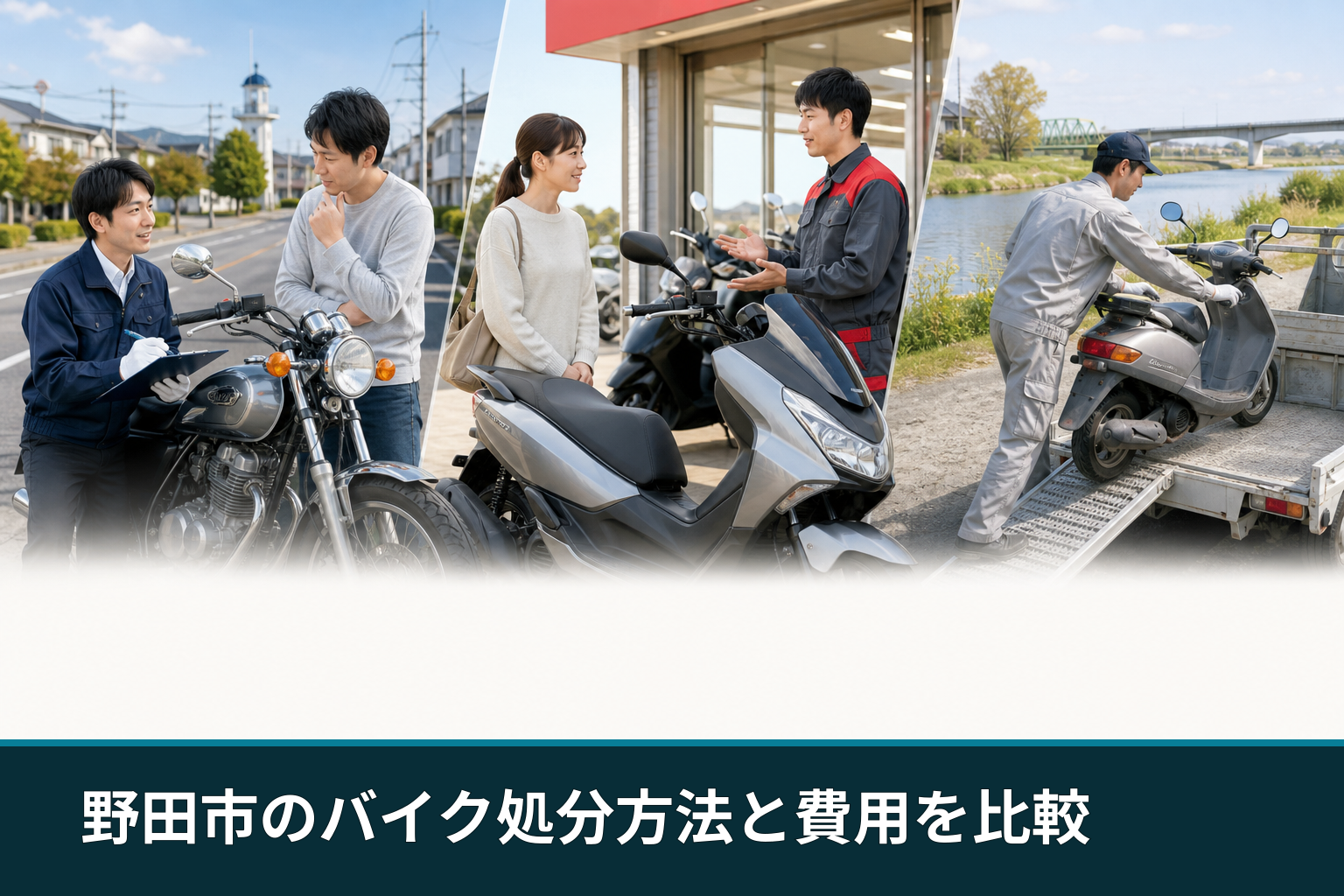 野田市のバイク処分方法と費用を比較