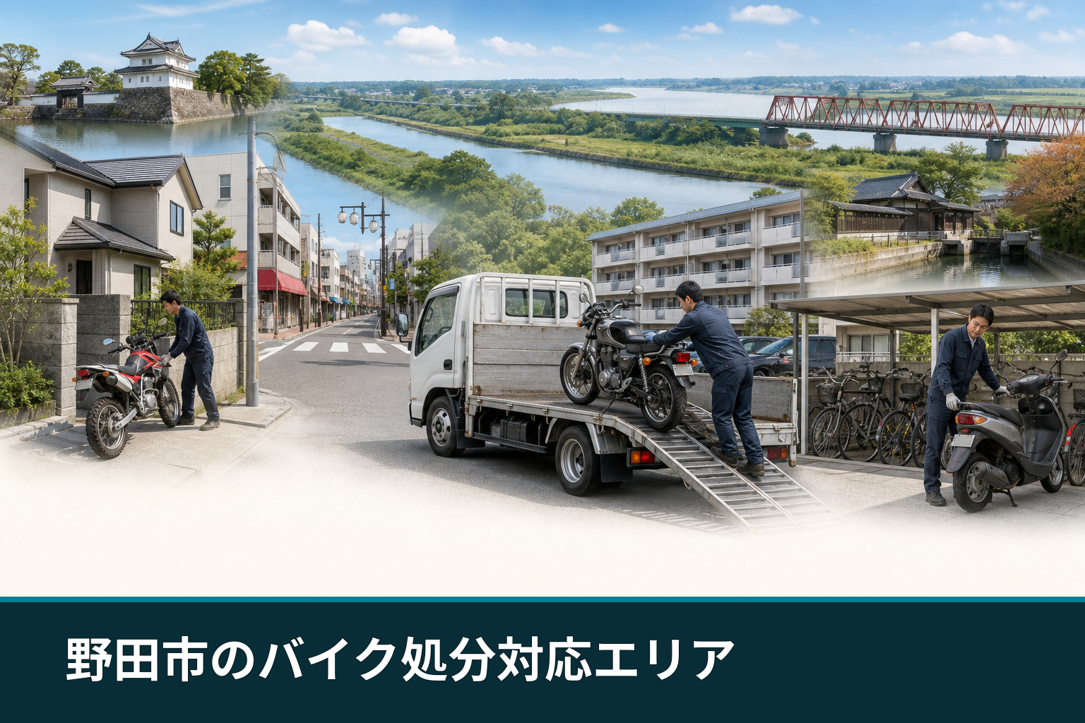 野田市のバイク処分対応エリア