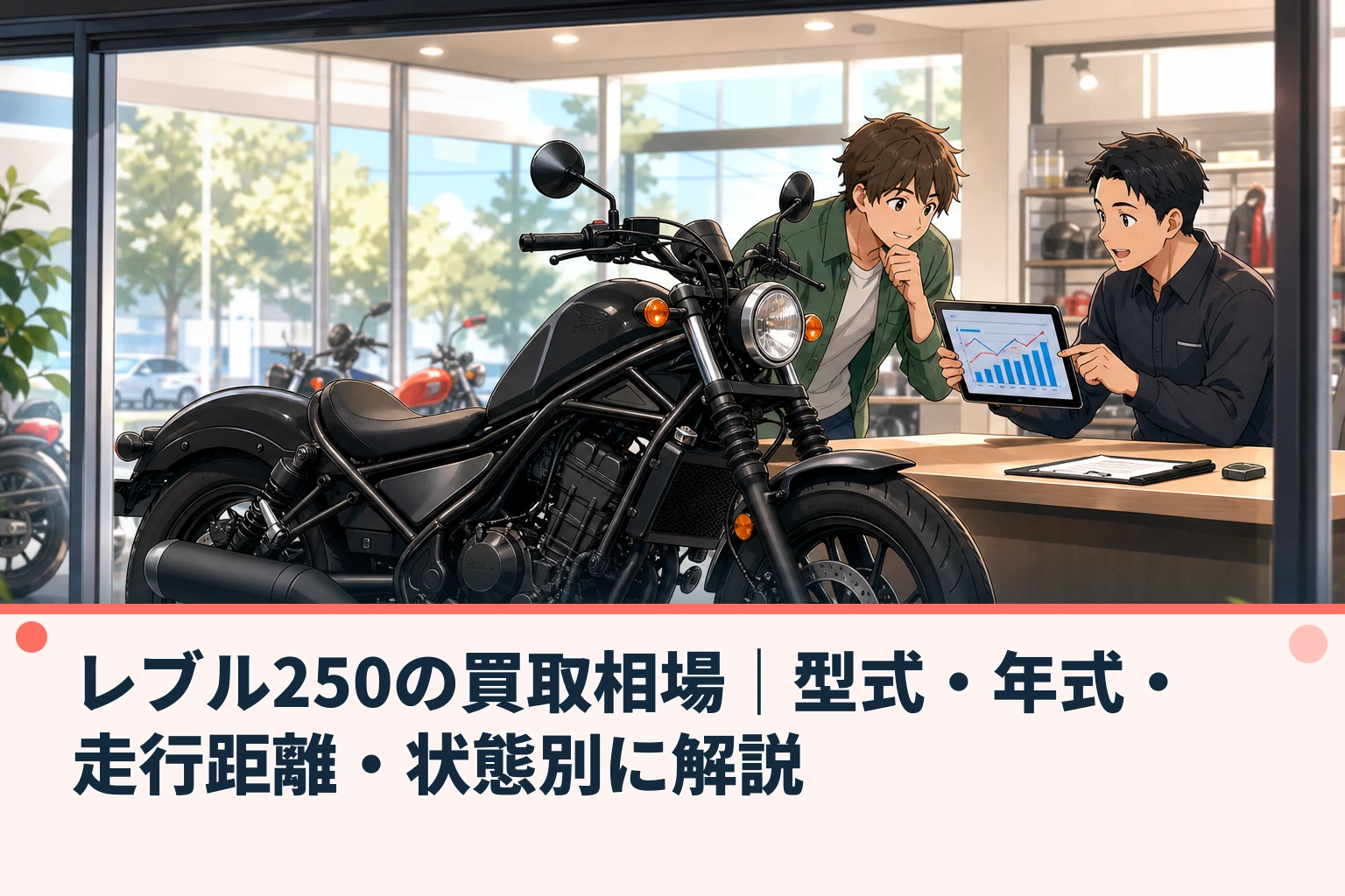 レブル250の買取相場|型式・年式・走行距離・状態別に解説