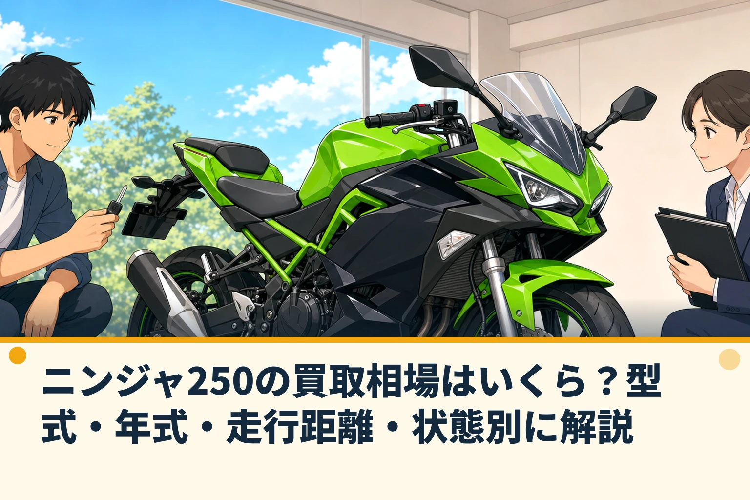ニンジャ250の買取相場はいくら?型式・年式・走行距離・状態別に解説