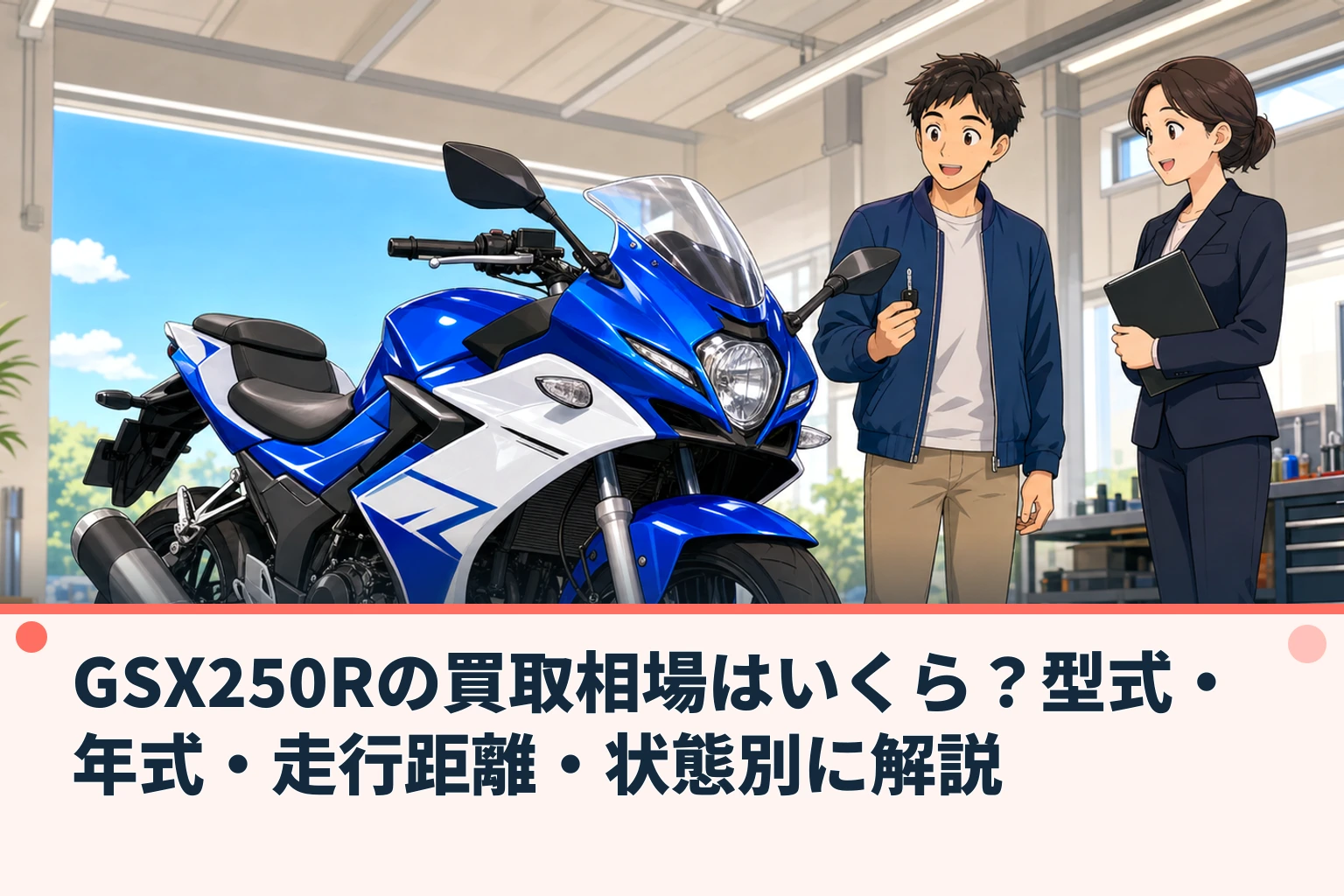 GSX250Rの買取相場はいくら?型式・年式・走行距離・状態別に解説