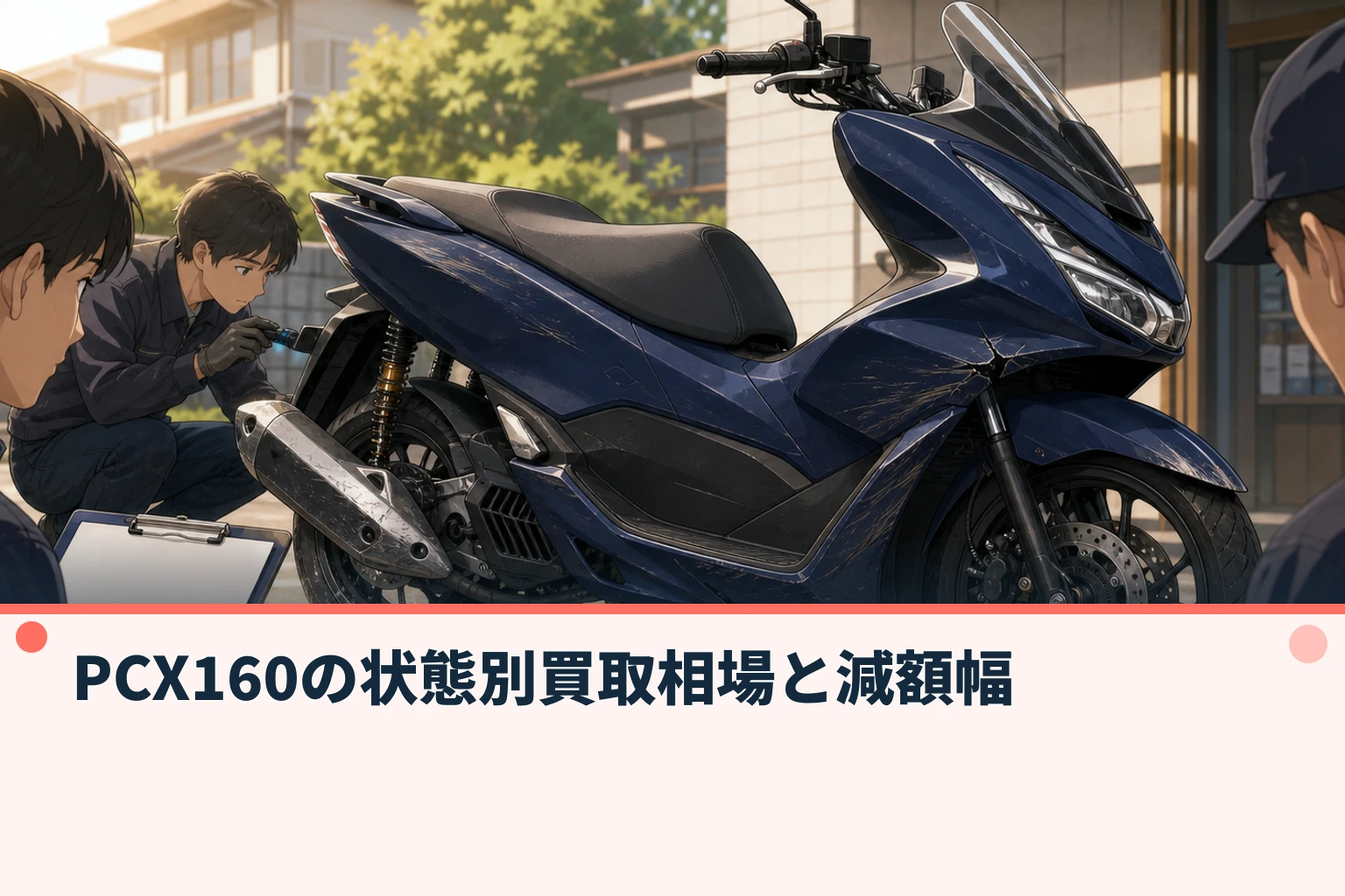 PCX160の状態別買取相場と減額幅