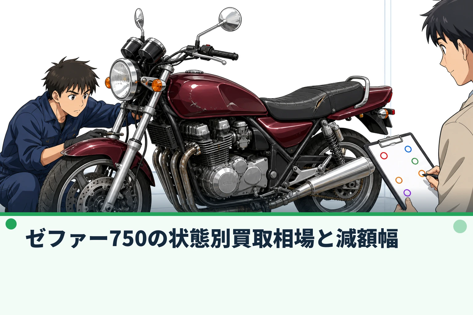 ゼファー750の状態別買取相場と減額幅