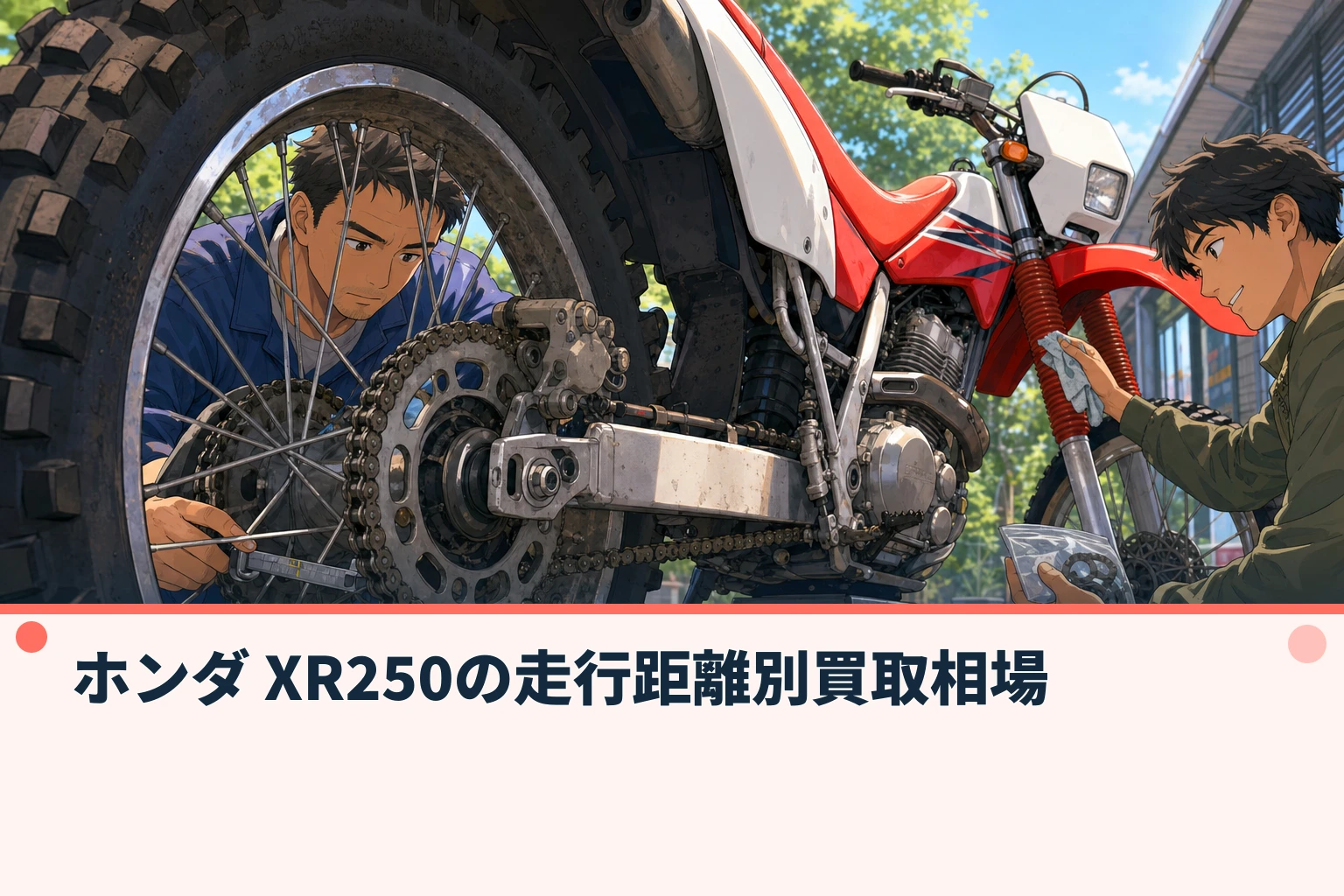 ホンダ XR250の走行距離別買取相場