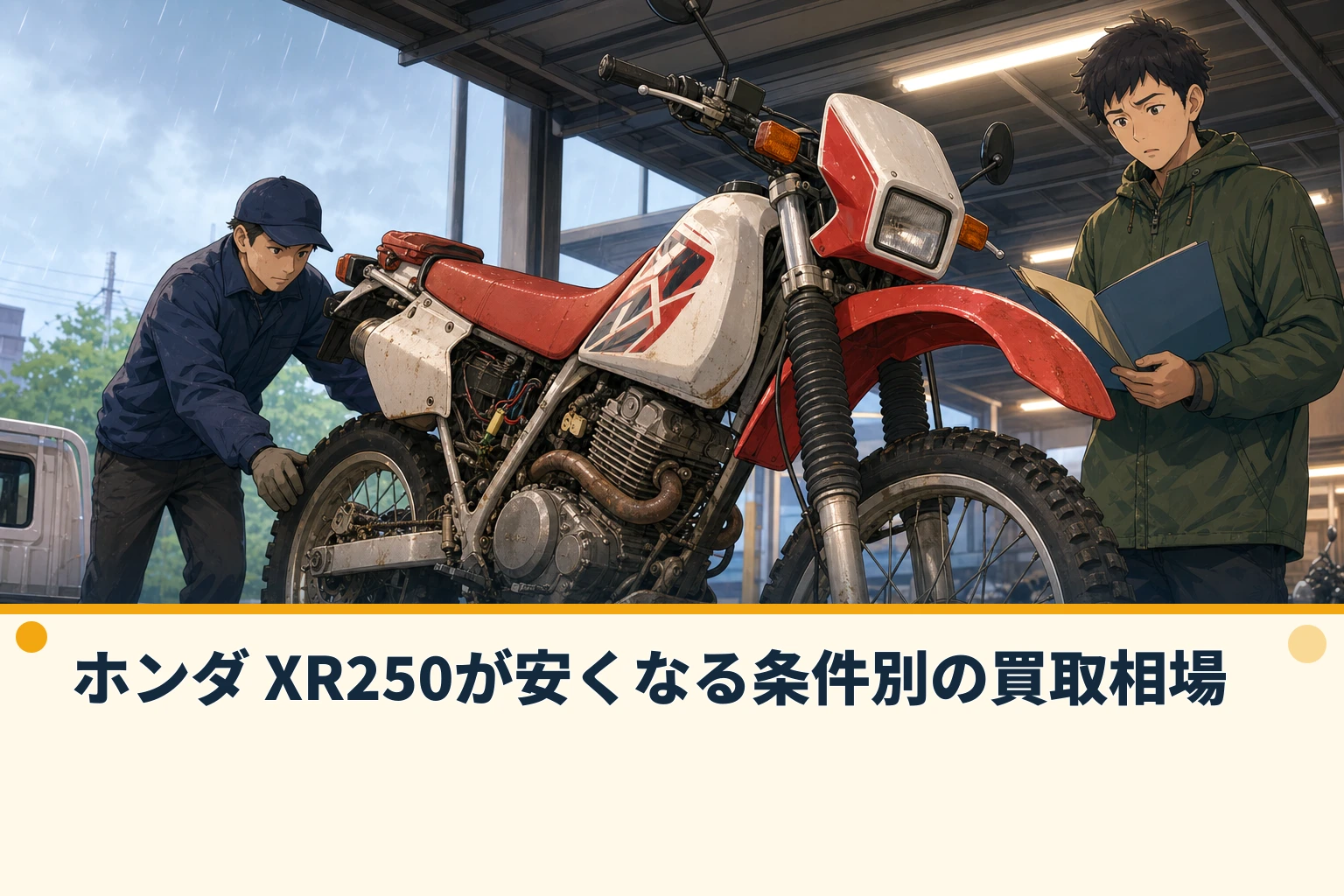 ホンダ XR250が安くなる条件別の買取相場