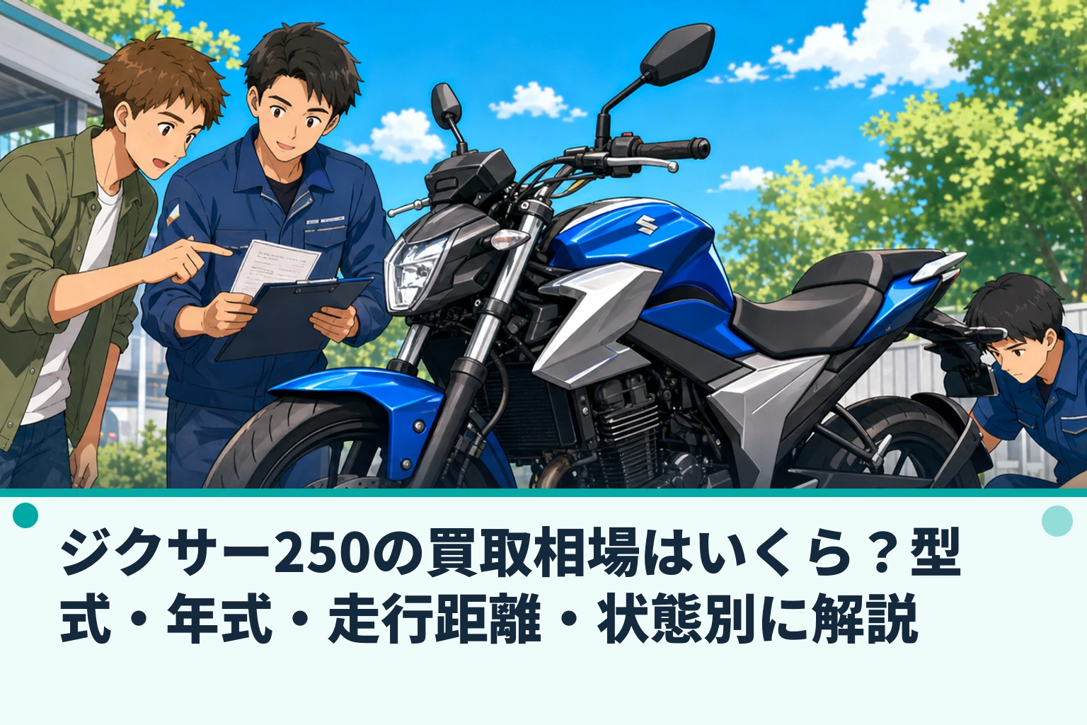 ジクサー250の買取相場はいくら?型式・年式・走行距離・状態別に解説