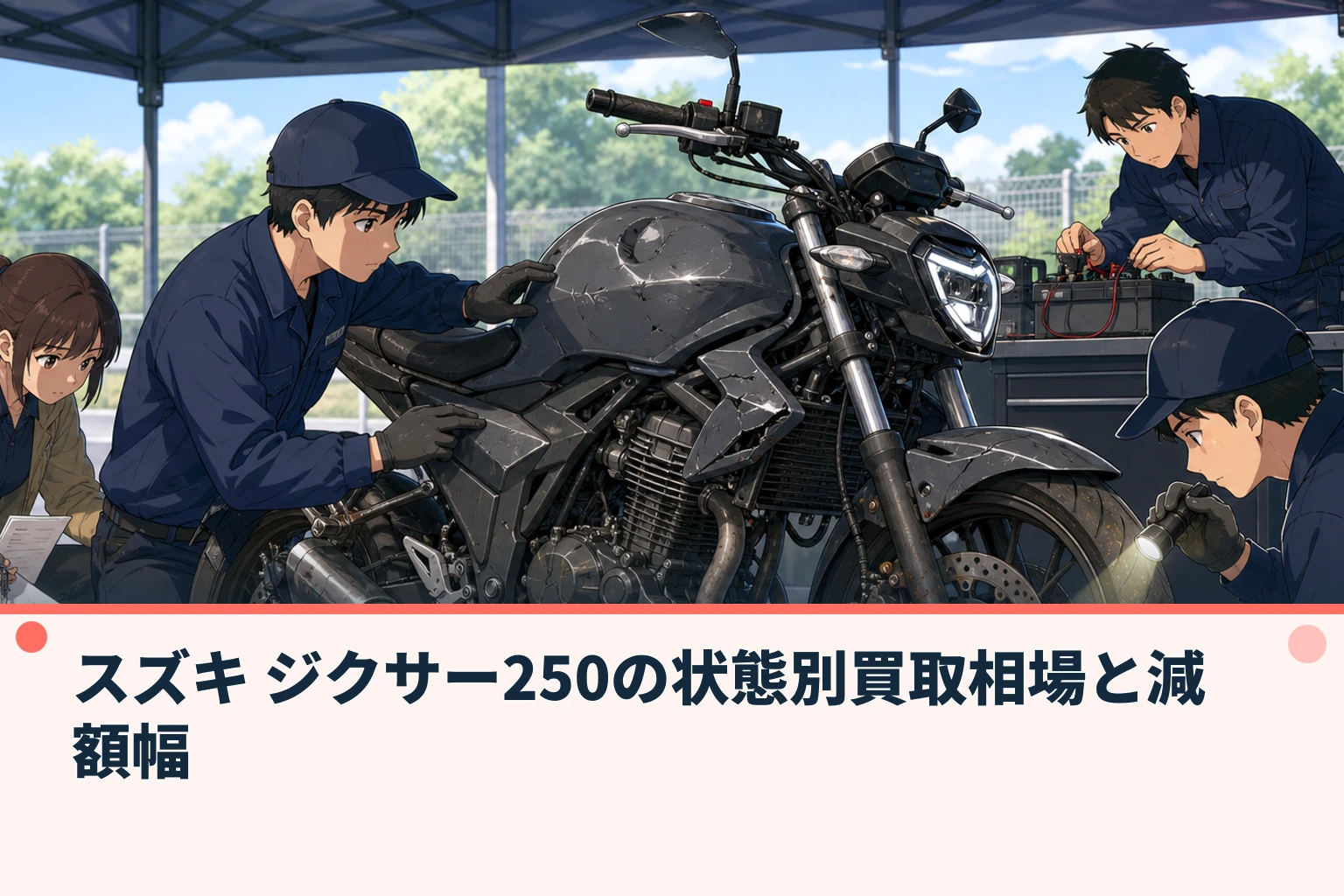 スズキ ジクサー250の状態別買取相場と減額幅