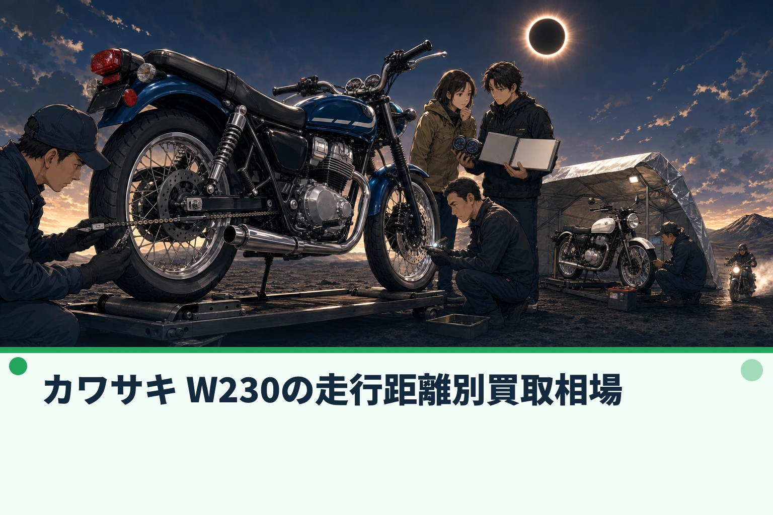 カワサキ W230の走行距離別買取相場