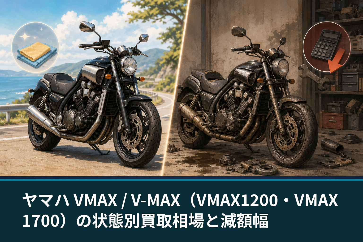 ヤマハ VMAX / V-MAX(VMAX1200・VMAX1700)の状態別買取相場と減額幅