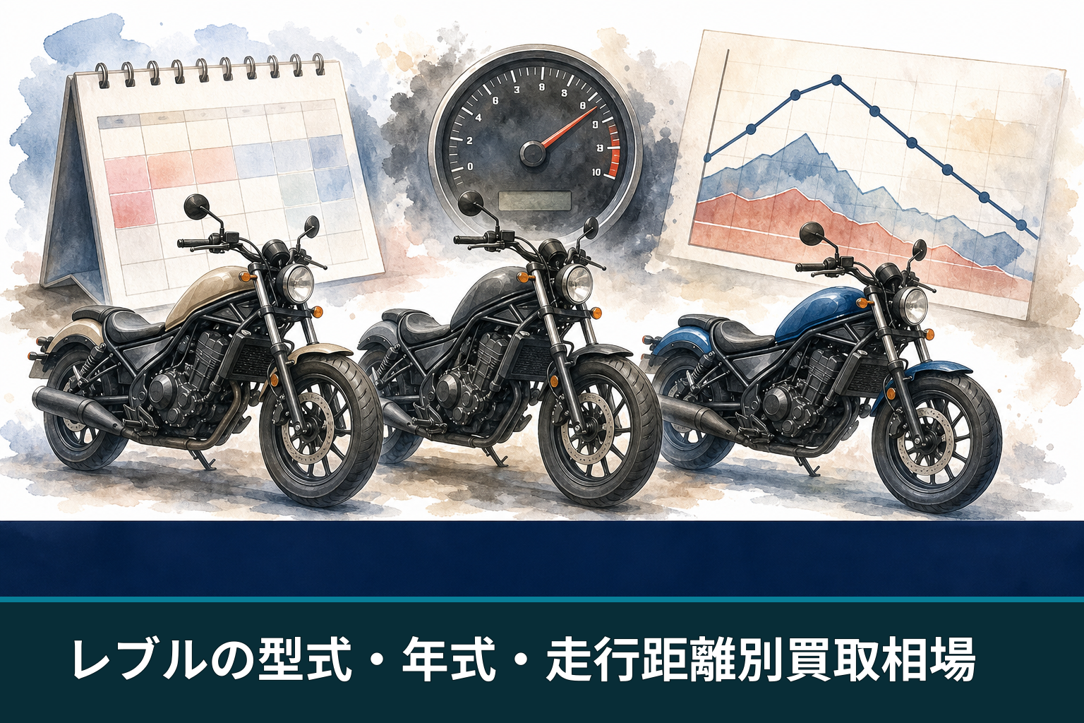 レブルの型式・年式・走行距離別買取相場