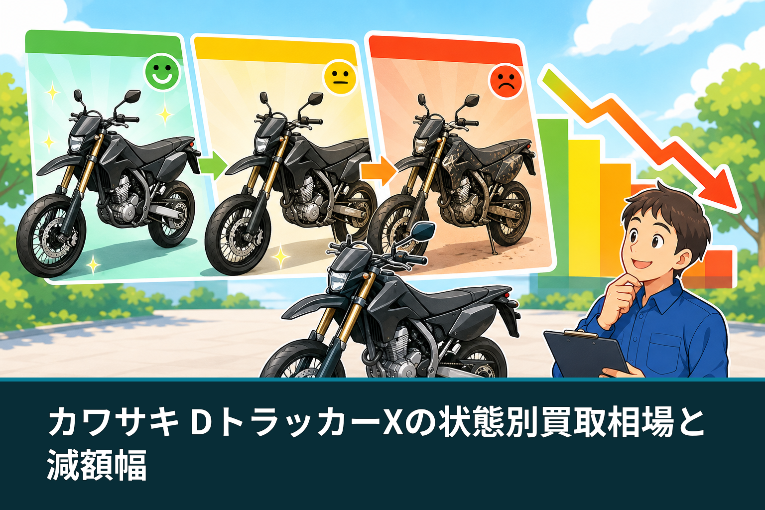 カワサキ DトラッカーXの状態別買取相場と減額幅