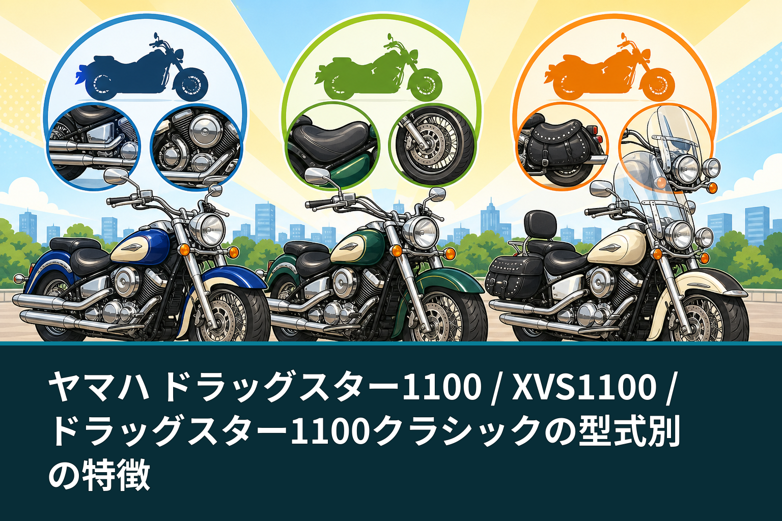 ヤマハ ドラッグスター1100 / XVS1100 / ドラッグスター1100クラシックの型式別の特徴