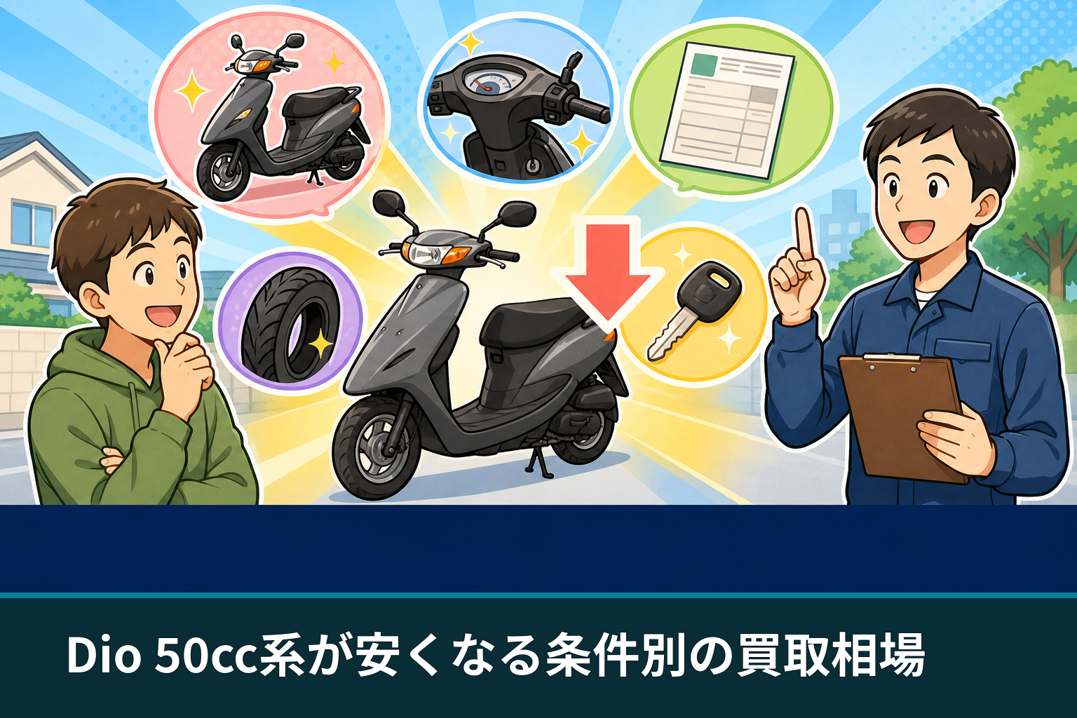 Dio 50cc系が安くなる条件別の買取相場