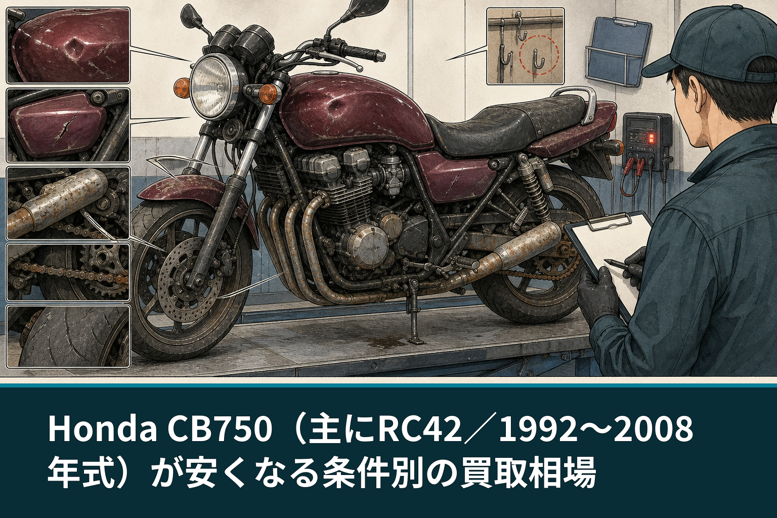 Honda CB750(主にRC42/1992〜2008年式)が安くなる条件別の買取相場