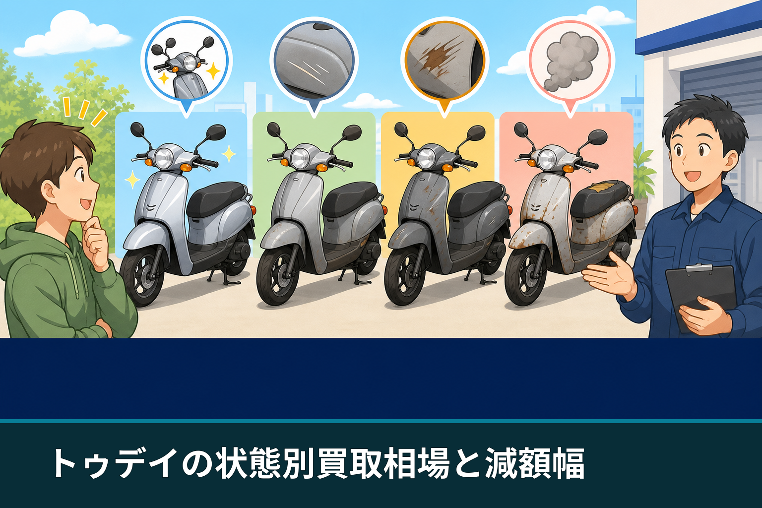 トゥデイの状態別買取相場と減額幅