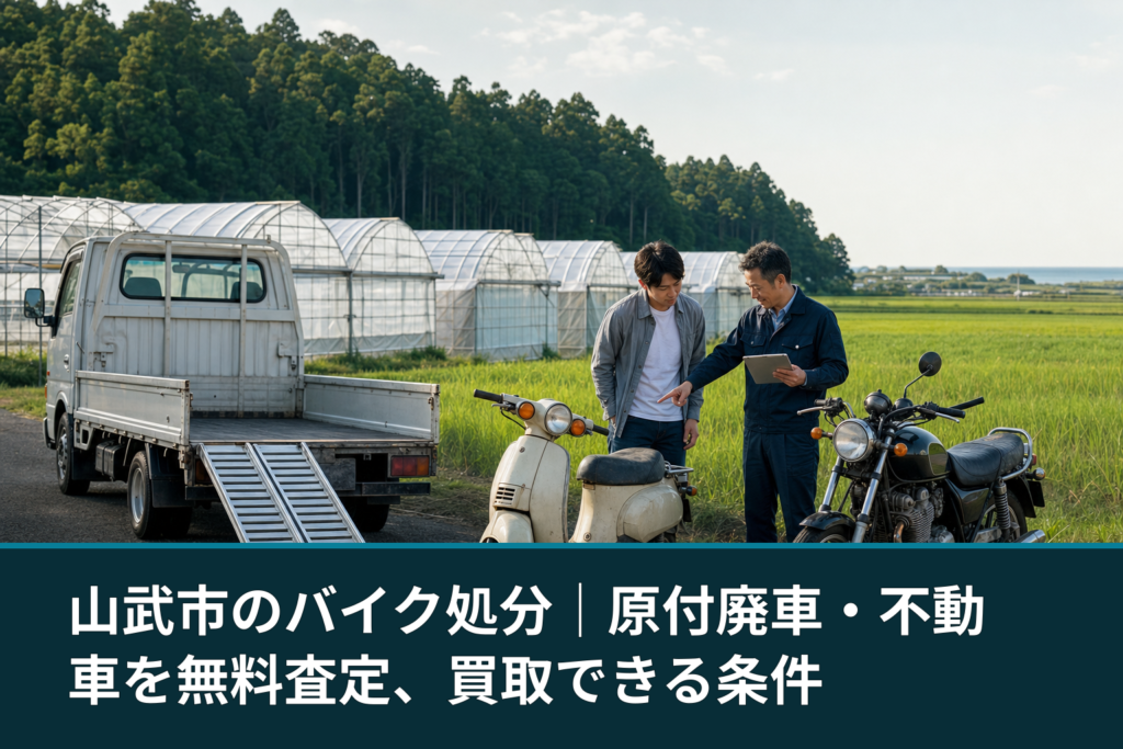 山武市のバイク処分｜原付廃車・不動車を無料査定、買取できる条件