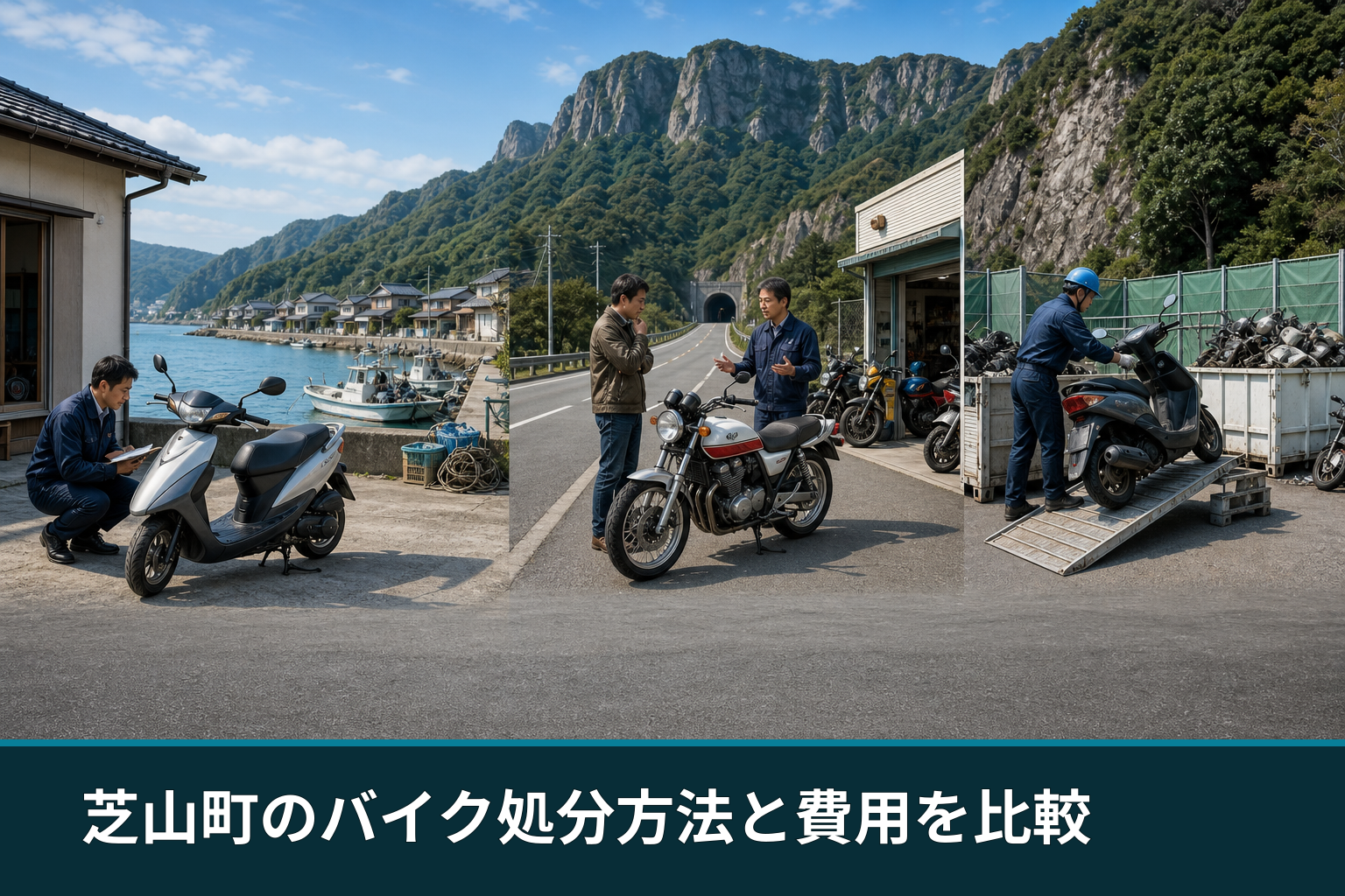 芝山町のバイク処分方法と費用を比較