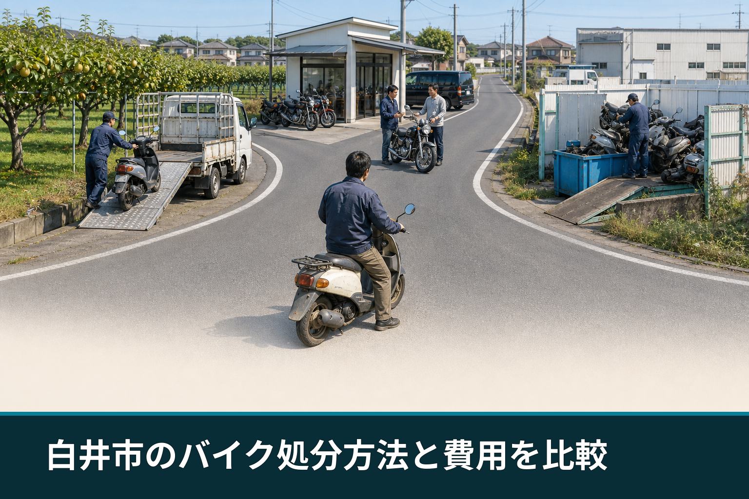 白井市のバイク処分方法と費用を比較