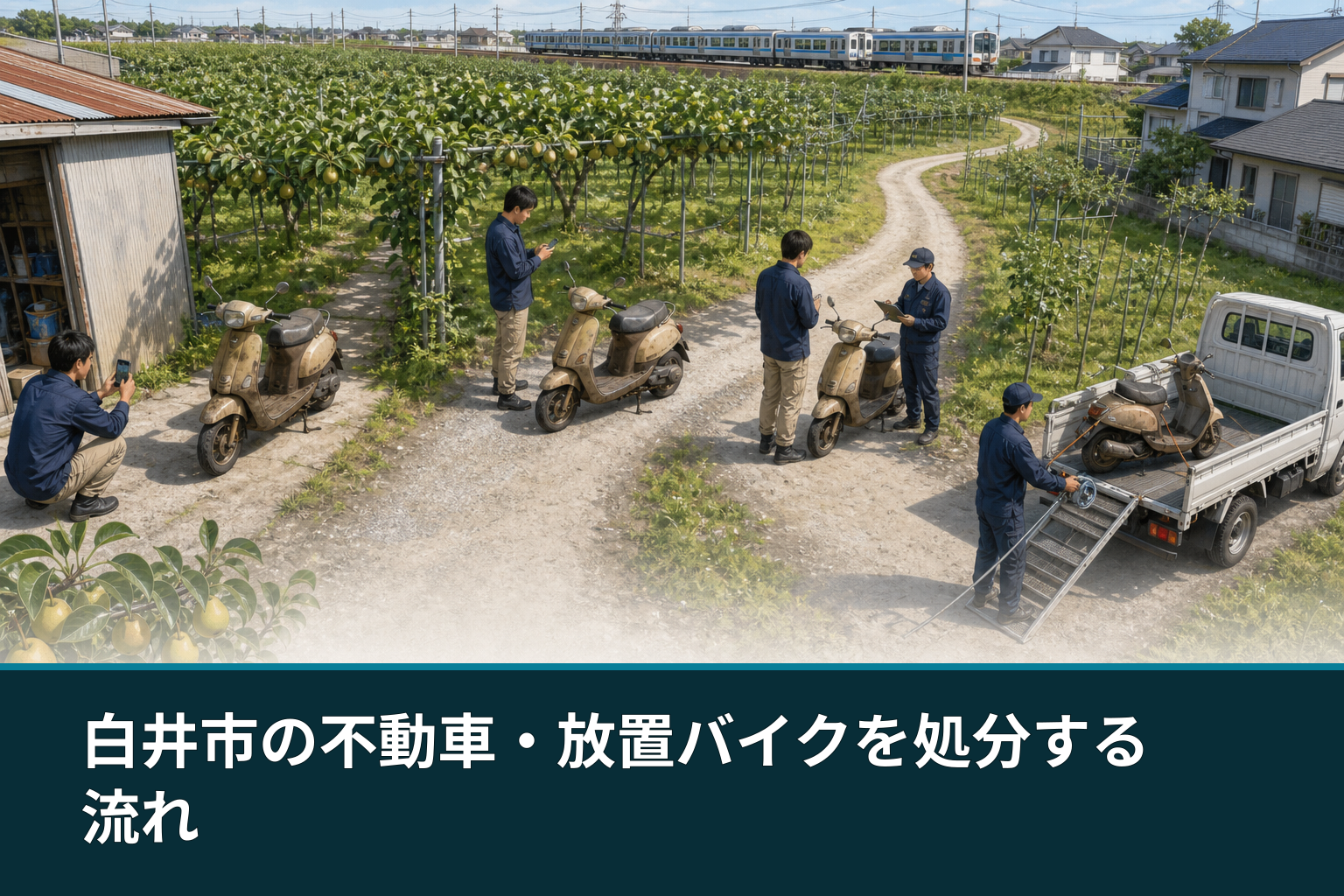 白井市の不動車・放置バイクを処分する流れ