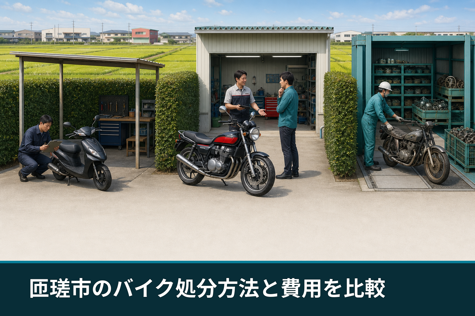 匝瑳市のバイク処分方法と費用を比較