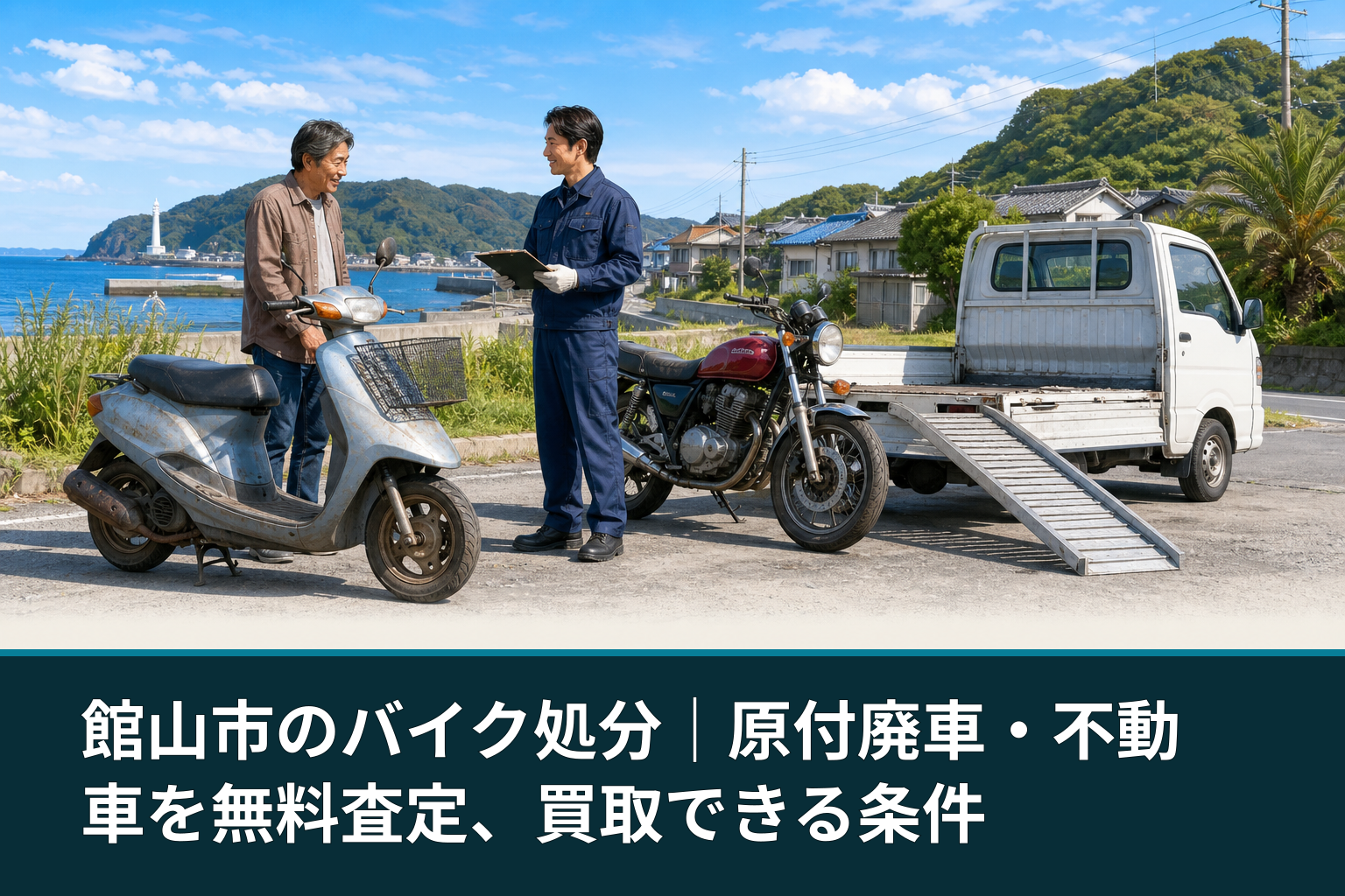 館山市のバイク処分|原付廃車・不動車を無料査定、買取できる条件